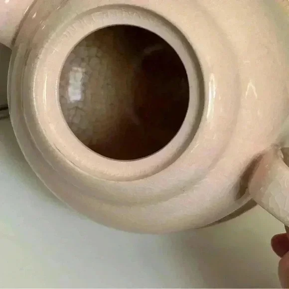 1940s made in Japan pink ceramic teapot with insulated metal cozy - Picture 7 of 10